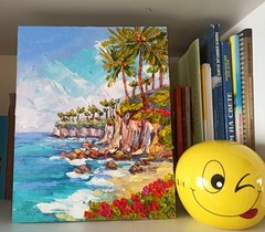 California Coast Original Oil Painting 30x24cm Impasto Art on Canvas Board