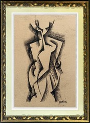 Beautiful Cubist cubism painting modernism composition signed 1920