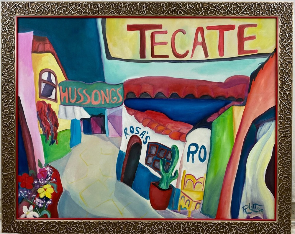 Ensenada Painting – Tecate, Hussongs, Rosas, Framed 40″ x 32.5″