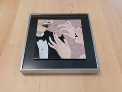 Natalie Silverstein Framed Art – 5″ × 5″ – Enamel On Copper Tile/Plate Art Deco