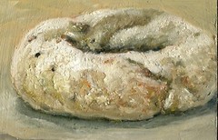 Powdered Dunkin‘ Donut 6 x6 in. Oil on panel Hall Groat Sr.