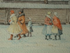 Egon Lehnert (Freudenthal/Schlesien 1891-) Kirchgang-Ukraine-Russland-1943.