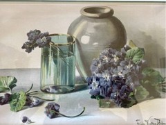 Original Framed ‚Blue Hydrangea Arrangement‘ by Frieda Voelter Redmond 1857-1939