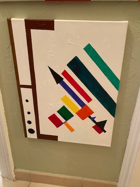 Squares and circles. Many colors. Geometric. 