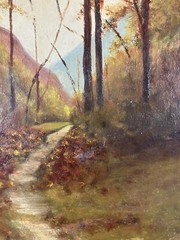 Old Oil On Panel Landscape View Of A Forest In Autumn Trees Barbizon?