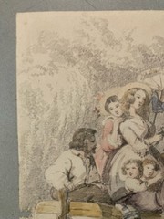 Painting Watercolour Pencil Xixth 1830 Barque Romanticism Landscape Antique