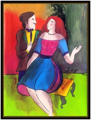 Linda Le Kinff Original Oil Painting On Canvas Signed Modern Cubism Portrait Art