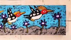 John Sperry Outsider Southern Primitive bird Folk Art Woodpeckers Painting Birds