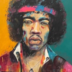 jimmy Hendrix original oil painting realism abstract