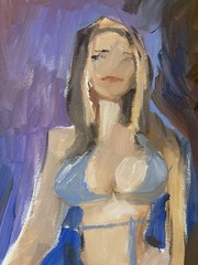 Portrait Painting Woman Cubist Impressionism 16”x20” Canvas Original Signed