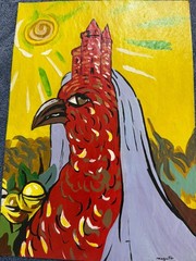 rene magritte drawing and painting on old paper signed stamped vintage
