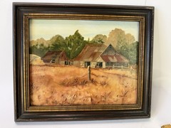 F. Berrier Original Oil Painting Vintage Rustic Barn Farm Landscape Framed Art