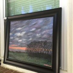 NIGHT ROAD TO YORK – 16X20 inch framed oil landscape painting by K. McDermott