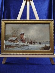 Painting Winter Landscape 29x59cm