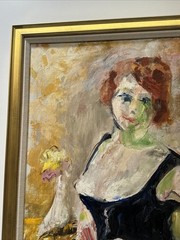 Mid Century Painting Woman Women Pretty Female Model Enid Edson New York Large