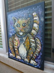 ANOTHER STRAY CAT Toby NEW oil painting 16×20 canvas original signed CROWELL