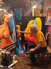 SEXY LADY PAINTING upcycled CB 23 x 14 original SWARTZMILLER DNA SIGNED POP ART
