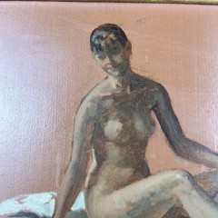 Sandor Klein Female Nude Painting Signed Oil On Board Mid Century Expressionism