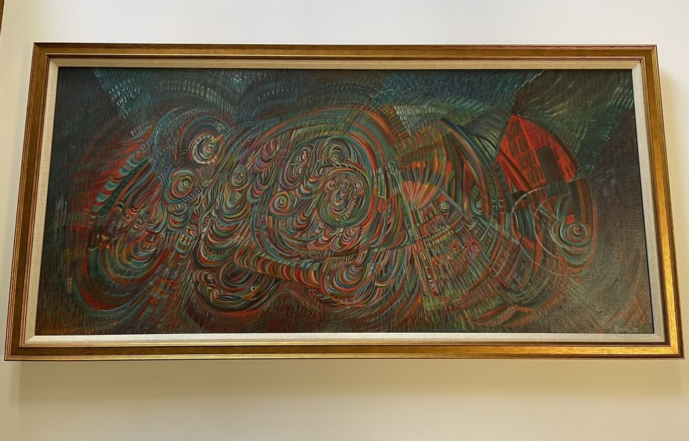 LARGE SURREALIST PAINTING ABSTRACT MODERNISM EXPRESSIONISM SIGNED WORTHEY CUBISM