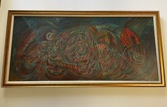 LARGE SURREALIST PAINTING ABSTRACT MODERNISM EXPRESSIONISM SIGNED WORTHEY CUBISM