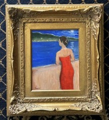 Oil On Canvas “moonlight Lady” Original By Robert Thompson Framed