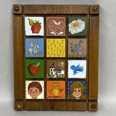 Wood Hand Painted Wall Hanging 9′ x 11.5′ Decor Mushrooms Bird Folk Art – READ