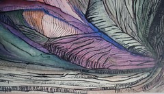 Ink and Watercolor Landscape Signed Bertrand Marie-Thérèse known as Mité (f)