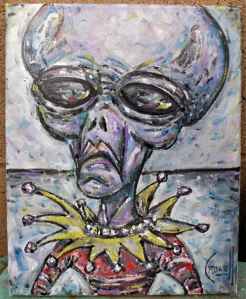 AN UPSET ALIEN new 8×10 oil painting original art outer space Wow signed Crowell