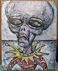 AN UPSET ALIEN new 8×10 oil painting original art outer space Wow signed Crowell