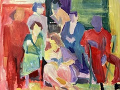 Vintage Expressionist Painting People Portrait Abstract Modernism Modernist