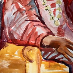 Watercolor Painting African Male Portrait Artist Joan Perry Original Vintage Art