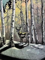 Velvet Treasures Complete Black Paint By Number Deer Buck Forest Winter Framed