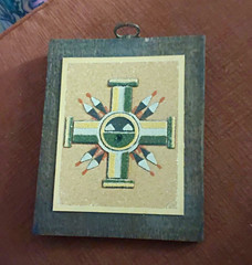 Rainbow Ray Ltd. Navajo Sun Symbol Drawing Water Framed Painting, New Mexico
