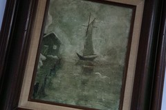 VTG Maritime Oil Painting Signed Beck 8×10 Framed Harbor Scene Sailboat & Dock
