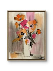 Original Expressionist Flowers In Glass 14×11 Canvas Signed Painting