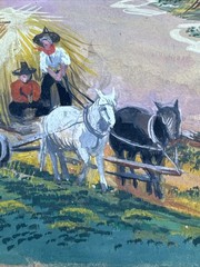 ANTIQUE WPA ERA PAINTING FARM FARMING FARMER HAY RIDE LISTED FAMOUS ALEXANDER