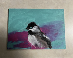 Impressionist Bird Painting on Canvas Panel 5×7 in Unframed Animals Nature