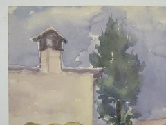 Painting In Watercolor View Of Country Signed Pancaldi Painter Of Modena P0