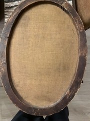 Antique Oil Painting Oval Canvas Virgin Mary St Anthony Baby Jesus 18th. Century