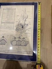 Vintage 1979 “Building Plans For Banana Split” Blueprint Framed Kitchen Wall Art