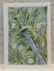 Sword Grass Daisy ACEO PRINT Watercolor Painting Trading Card Art Dezarea Dunn