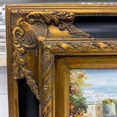 Original Oil Painting Ornate Deep Well Frame Coastal Landscape