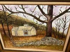 Vintage Mid-Century „Rustic Homestead“ Landscape – Signed C.H. Morse