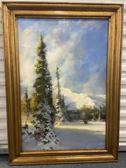 Karen Vance (American, b. 1951) Colorado Mountain Winter Landscape O/C Signed LR
