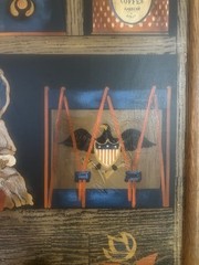 Vintage Huntington Folk Art Oil On Canvas Shadow Box Scene 27”x33”