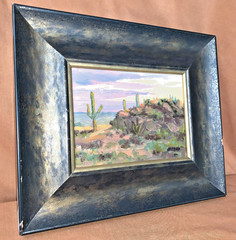 Phil Hulebak Listed NM Artist Plein Air Desert Scene Cactus Oil Painting Ex Cond