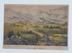 Currier & Ives Vtg Matted Lithograph . THE GREAT WEST Ultra Classic – No Frame