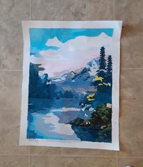 Hand Painted By Number Painting on Canvas Scene, Completed Unframed 30×40