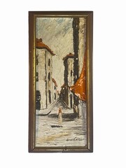 Homer Costello Signed Vintage Oil Painting Impasto 8″x20″