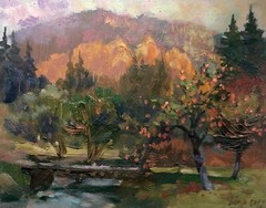 Oil Painting Carpathian Autumn Batrakov V. Unframed Original Decor Art nAAA2552
